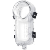 Carcasă dive transparentă Insta360 X4, profil lateral cu cleme negre
