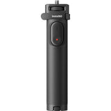 Black telescopic selfie stick handle with button remote and top phone clamp