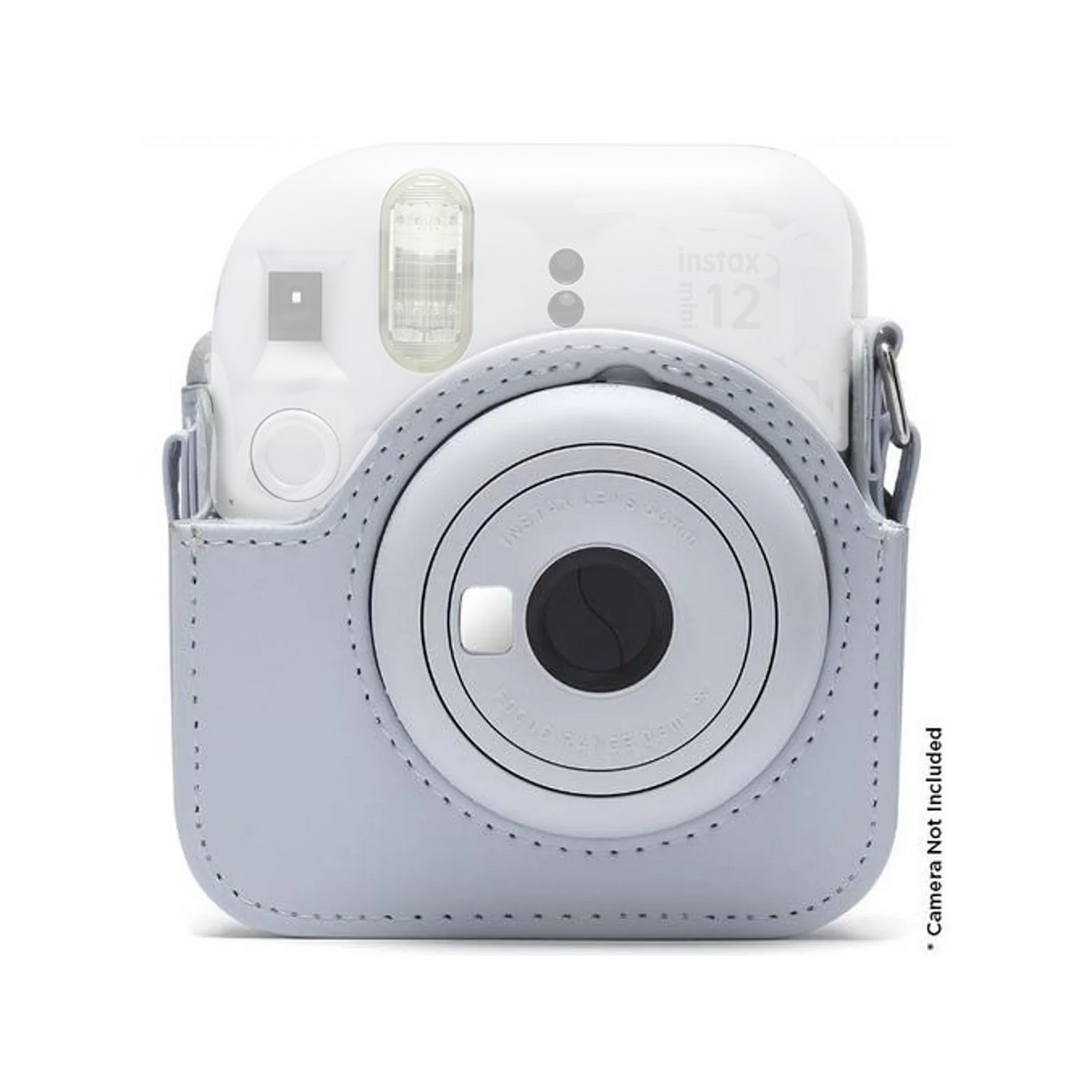 Husă albă Instax Mini 12, carcasă cu curea laterală și decupaj pentru obiectiv