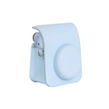 Light blue leather-style case for Instax Mini 12, front pocket with round cutout