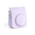 Violet camera case for Instax Mini 12 with round front cutout and top flap
