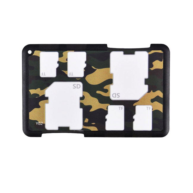 Suport carduri de memorie camuflaj, cu sloturi SD și TF