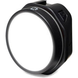 Inel LED bicolor Joby Beamo, carcasă neagră, formă circulară, lumină frontală.