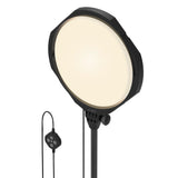 Black round LED bicolor light panel with diffuser face and side controls