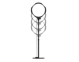 LED bicolor light on tall stand with round base, diffuser head centered
