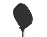 Rear view of black LED bicolor light head with buttons and stand mount