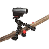 Treied flexibil Joby GorillaPod pentru GoPro, cu cameră Contour și clemă pe suport texturat