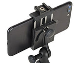 Suport smartphone cu manetă de prindere și trepied flexibil, vedere laterală