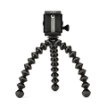 Black mini tripod with flexible legs and smartphone clamp, compact phone stand