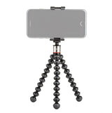 Standing flexible mini tripod with smartphone mount, black bendable legs