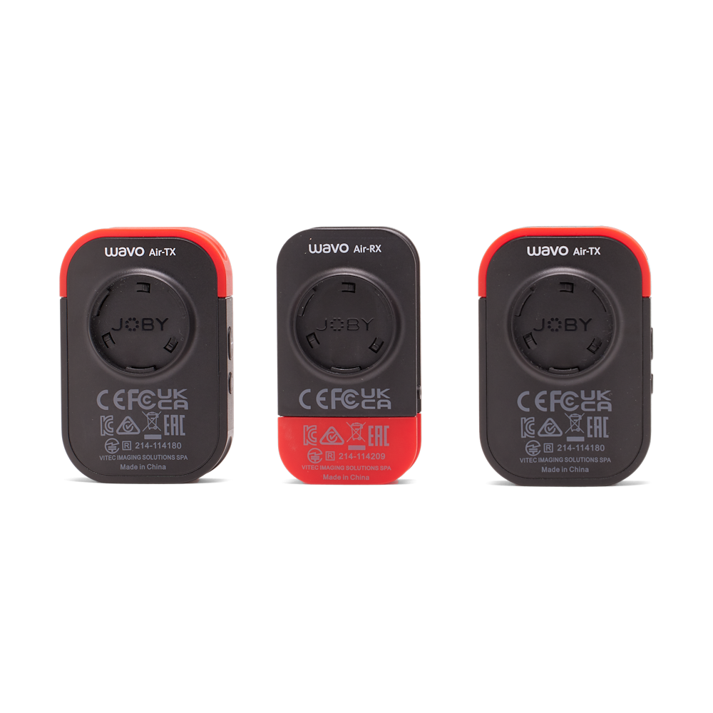 Set microfoane lavalier wireless Joby Wavo AIR, doua unități, negru cu roșu