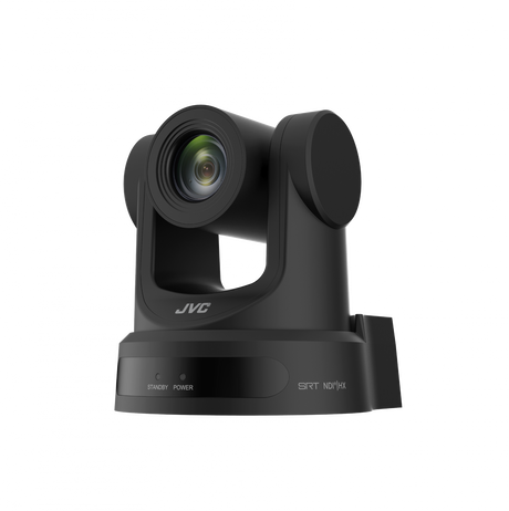Black PTZ camera with 12x zoom lens and motorized pan-tilt head