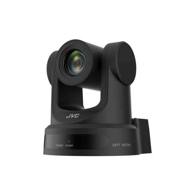 Black PTZ camera with 12x zoom lens and motorized pan-tilt head