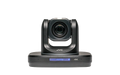 Black PTZ IP production camera with front lens view on base, 4K