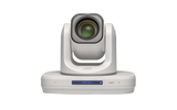 White PTZ IP production camera with motorized dome and front lens