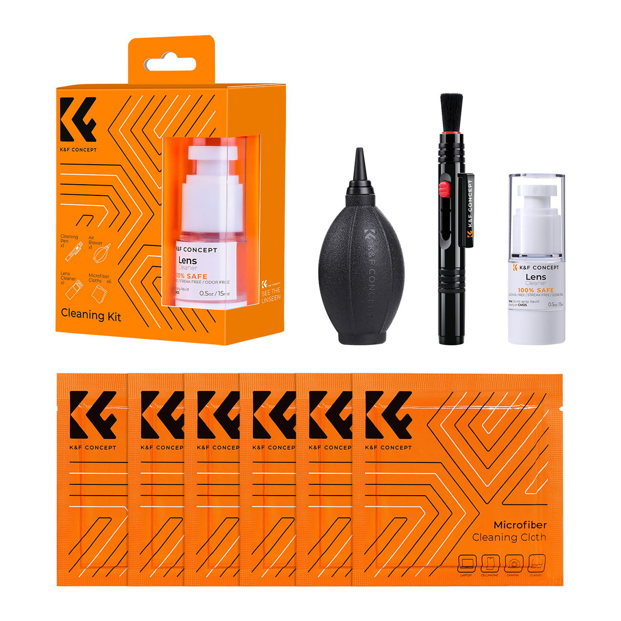K&F Concept Kit 9-in-1 pentru curatarea lentilelor - View 1