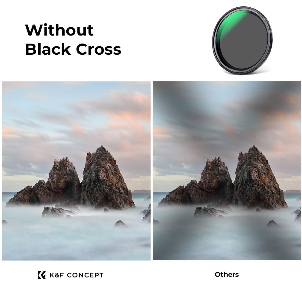 ND2–32 circular filter with green reflective edge, shown without black cross