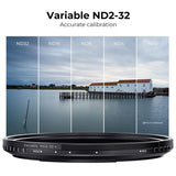 Variable ND2–32 filter ring with ND2–ND32 markings and calibration scale