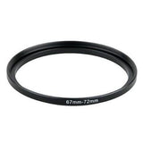 67–72mm step-up camera lens ring adapter, black