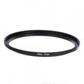 72–77mm step-up lens filter ring, black metal mounting ring