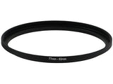Black camera lens step-up ring adapter, 77–82mm