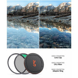 Nano-X magnetic CPL filter kit: lens cap, CPL filter, and adapter ring