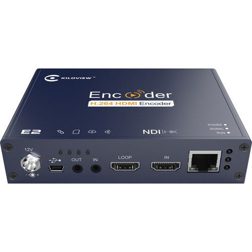 Encoder video NDI Kiloview E2, panou cu porturi HDMI și rețea