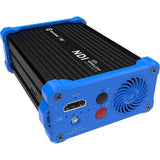 Encoder Kiloview N2, port HDMI, ventilator și butoane pe panou albastru