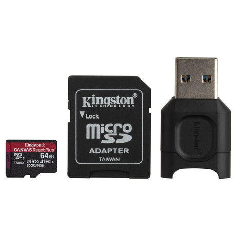 Kingston microSD card with SD adapter, 64GB UHS-II V90