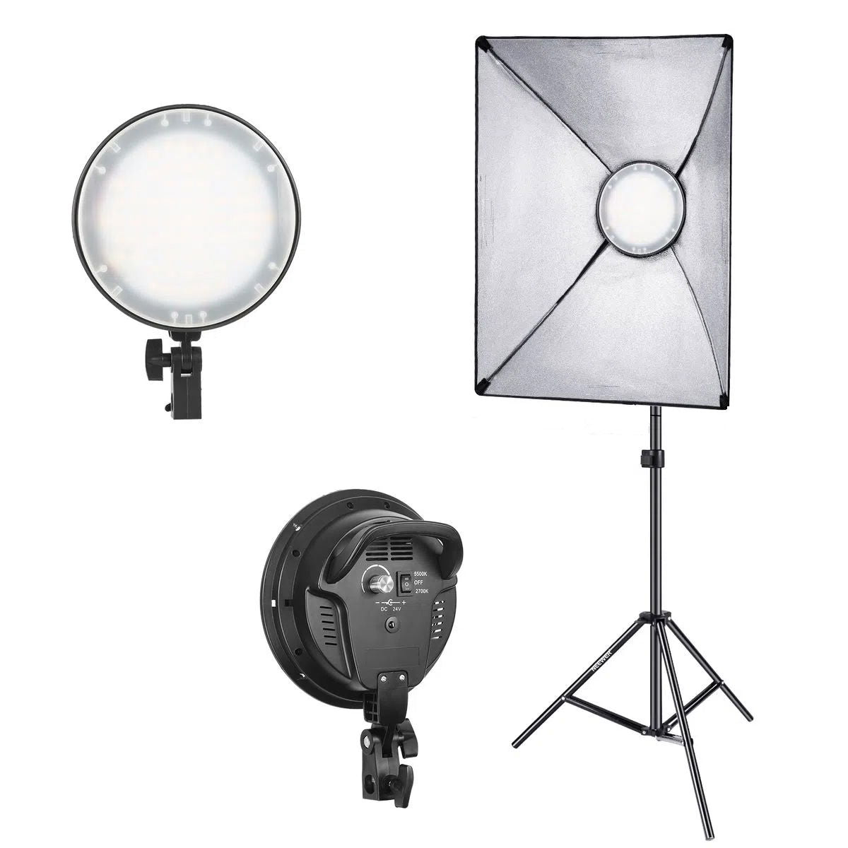 Kit LED 3200K-5600K set 2 buc cu softbox 50 x 70cm si stative - View 2