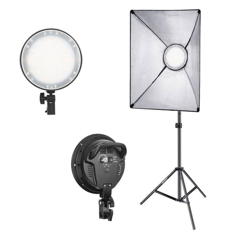 Lumină LED rotundă și softbox 50x70 cm cu stativ, panou difuzor