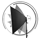 Softbox negru pe stativ cu unghi de rotație la 270° pentru direcționarea luminii