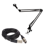 Kit accesorii microfon: braț tip foarfecă și cablu XLR cu conector 3 pini
