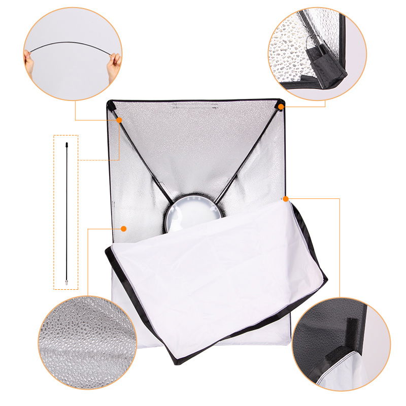 Kit LED 3200K-5600K set 2 buc cu softbox 50 x 70cm si stative - View 3