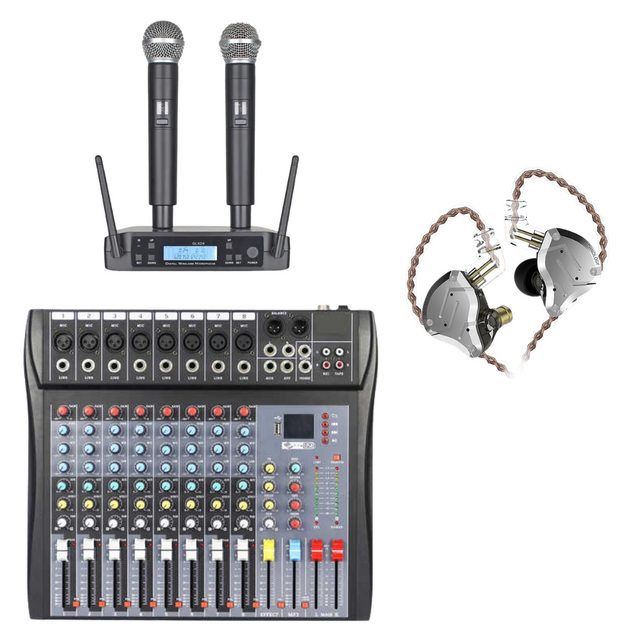 Kit Live III Mixer audio 8 canale + Set microfon wireless dual + Casti monitorizare in-ear - View 1