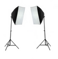 Kit 2 x lumina E27 45W cu softbox 50 x 50cm si stativ - View 1