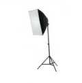 Kit softbox E27: softbox 50x50 cm pe trepied, cadru negru