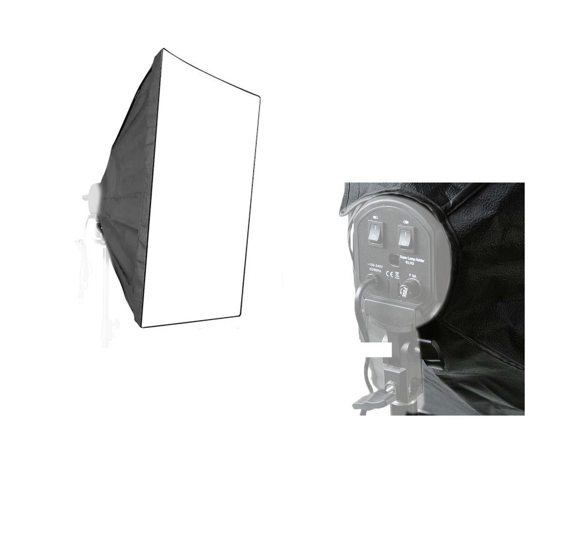 60x80cm softbox for E27 fixture, black outer with white inner diffusion panel