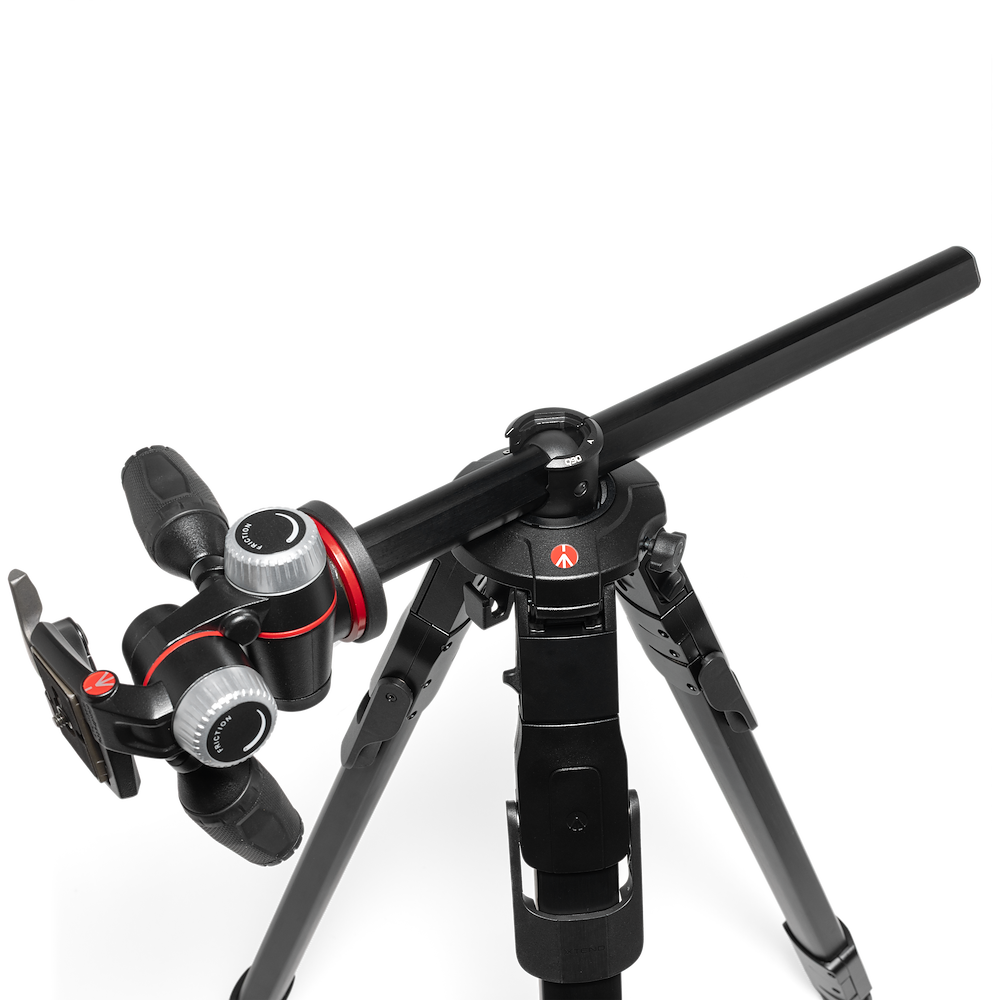Cap de trepied Manfrotto XPRO 3W cu cadrane și accente roșii, negru