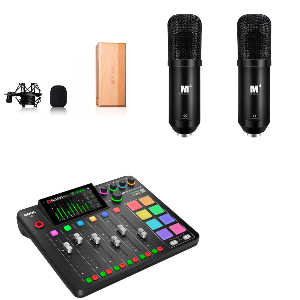 Kit Podcast Rode Rodecaster Pro II cu 2x Microfoane iCon M4 - View 1