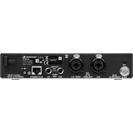 Receptor wireless IEM vedere spate cu mufe, loop out, BAL și alimentare DC