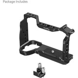 Black camera cage with top bracket and base mounting plate