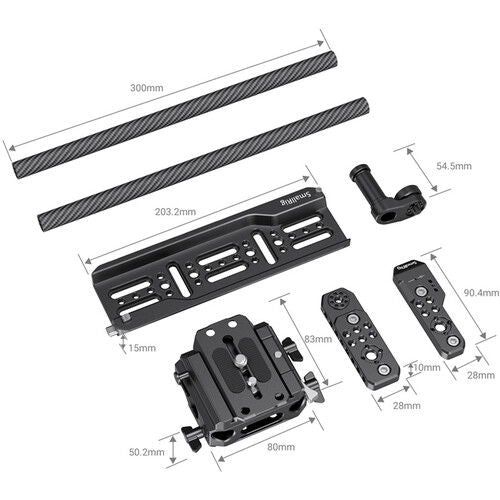 Dimensioned mounting plate, bracket, and textured carbon-fiber support rods