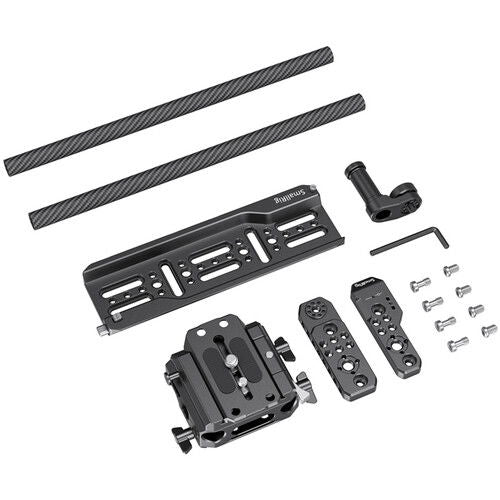 Mounting plate, bracket pieces, textured carbon-fiber rods, and screw set