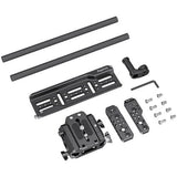 Mounting plate, bracket pieces, textured carbon-fiber rods, and screw set