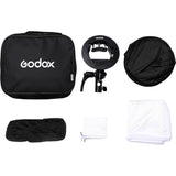 Accesorii kit softbox: geantă neagră, inel adaptor și textile alb/negru