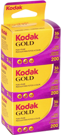 Kodak Gold 135 color film, 36 exposures, 3 rolls in a boxed pack