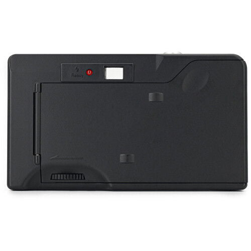 Ektar H35N camera back view with dark panel, small indicator light, hinged door
