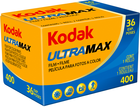 Kodak UltraMax 400 color negative film, 36 exposures, boxed package