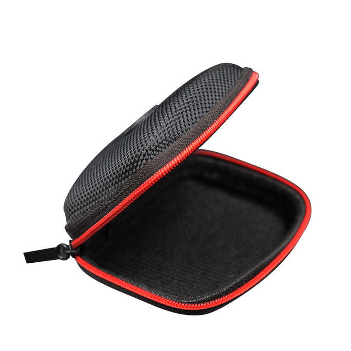 Carcasă pentru căști Kz Acoustics deschisă, interior negru, fermoar și bordură roșie